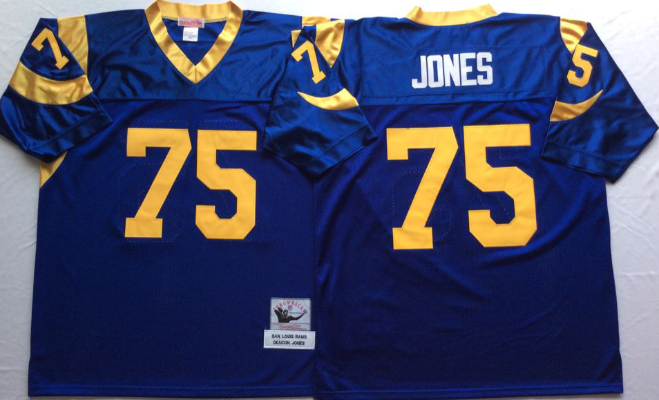Men NFL Los Angeles Rams 75 Jones blue Mitchell Ness jerseys